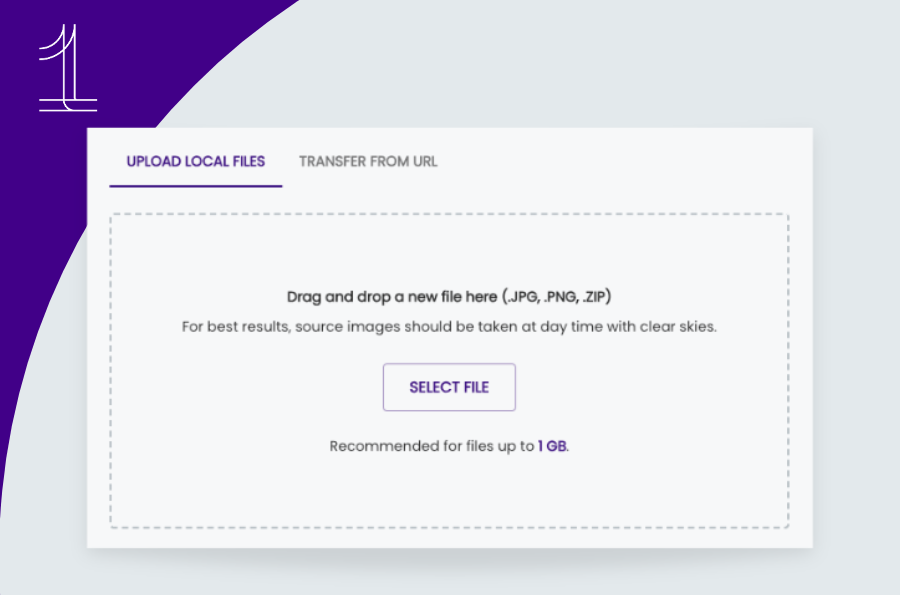 Step 1 - upload a file or transfer from a URL